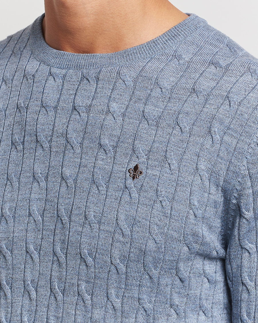 Herre | Gensere | Morris | Merino Cable O-Neck Light Blue