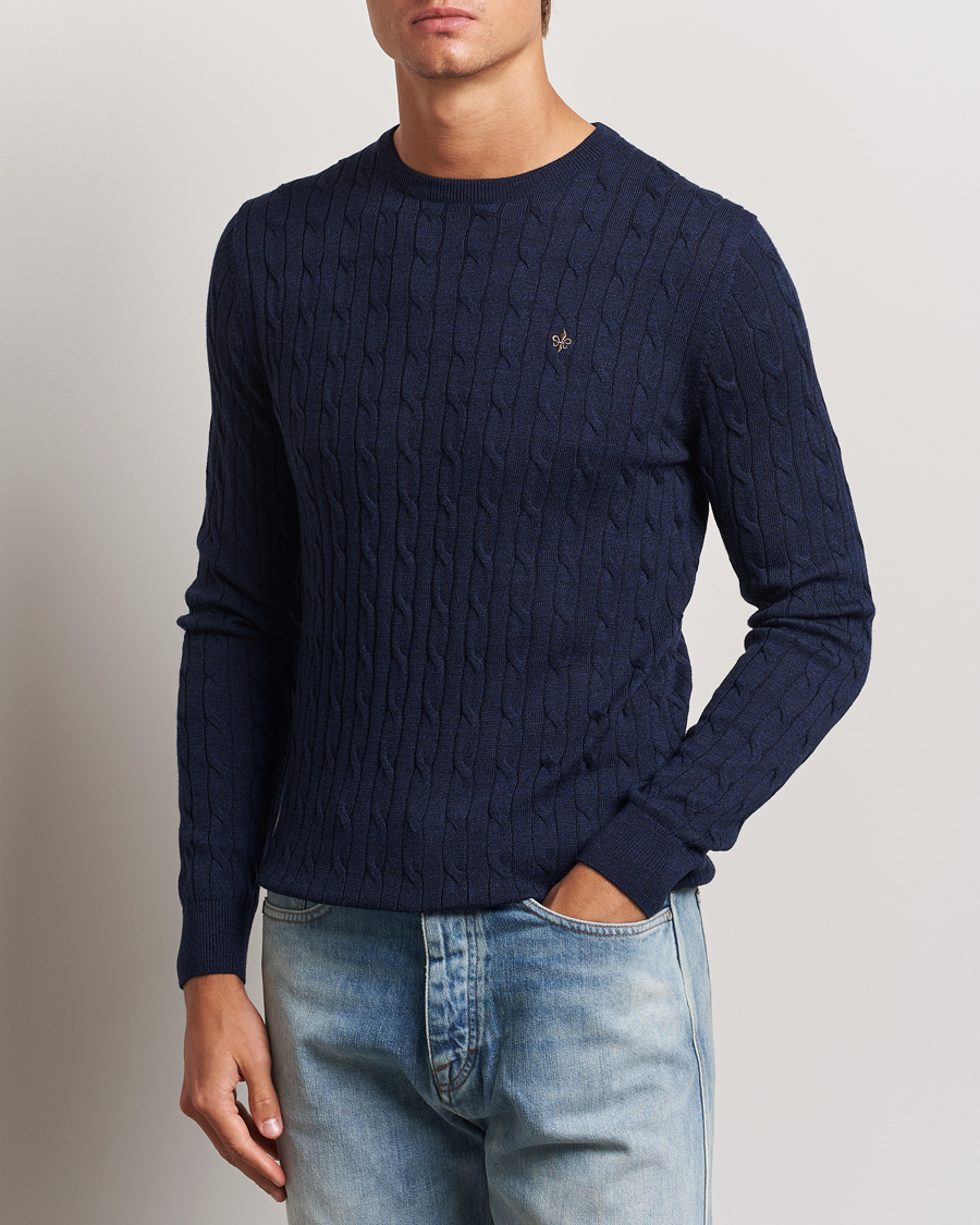 Herre | Gensere | Morris | Merino Cable O-Neck Blue
