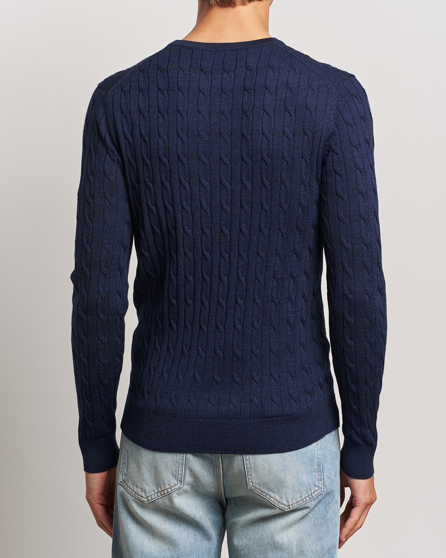 Herre | Gensere | Morris | Merino Cable O-Neck Blue