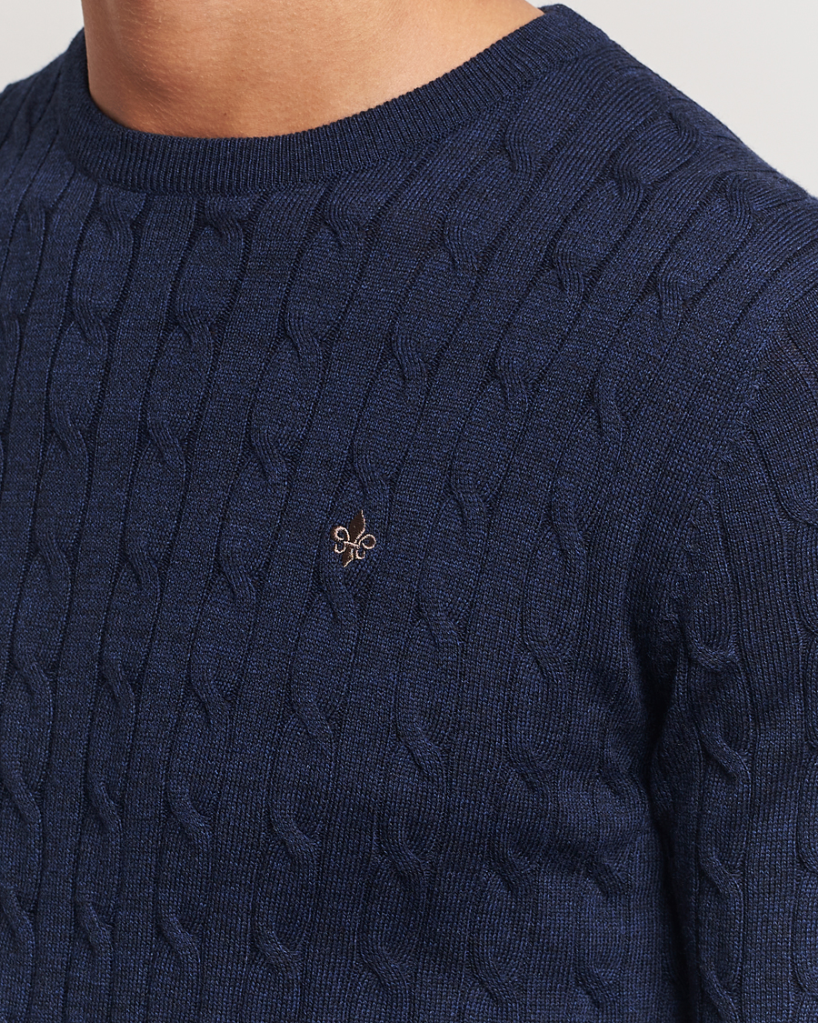 Herre | Gensere | Morris | Merino Cable O-Neck Blue