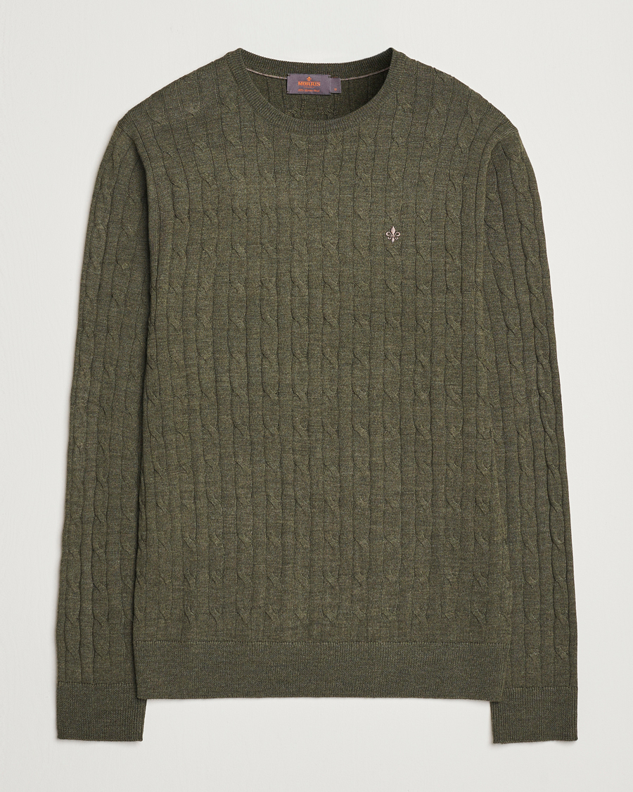 Herre | Gensere | Morris | Merino Cable O-Neck Olive