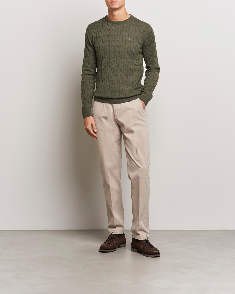 Herre | Gensere | Morris | Merino Cable O-Neck Olive