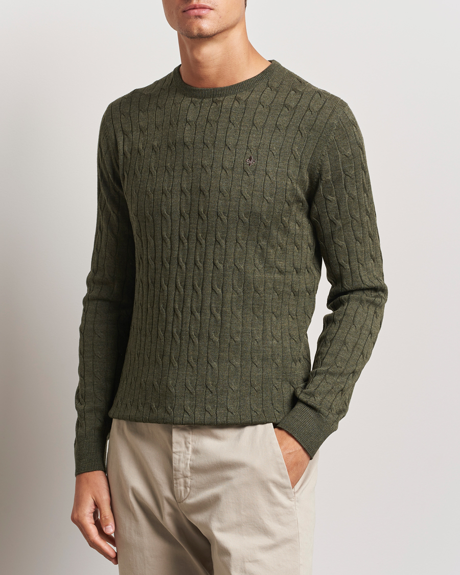 Herre | Gensere | Morris | Merino Cable O-Neck Olive