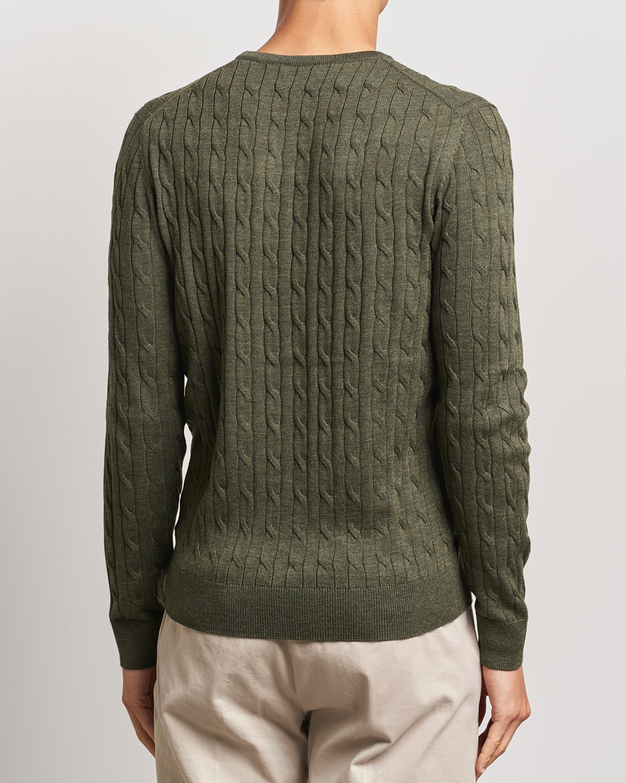 Herre | Gensere | Morris | Merino Cable O-Neck Olive