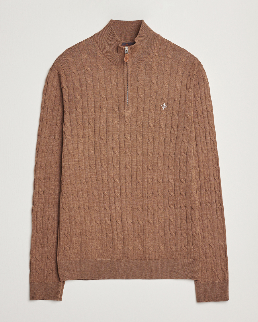 Herre | Gensere | Morris | Merino Cable Half Zip Camel