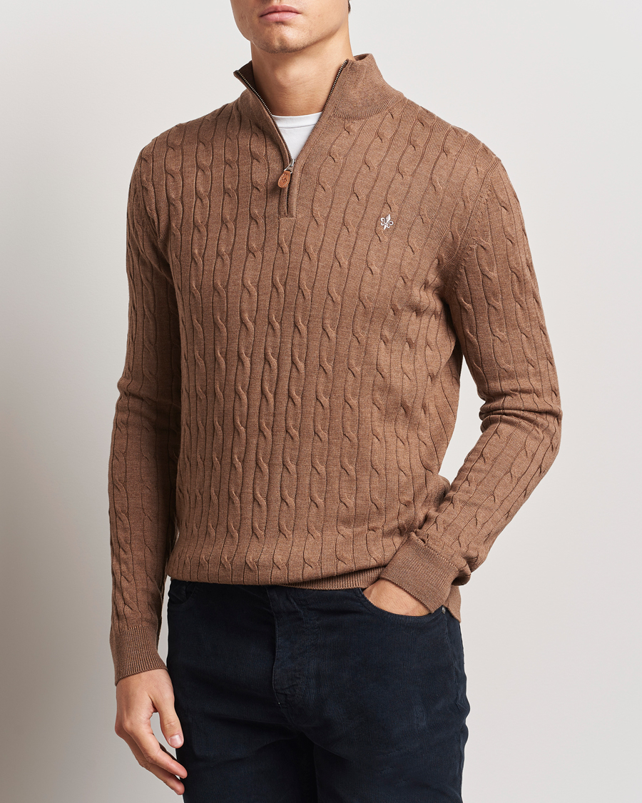 Herre | Gensere | Morris | Merino Cable Half Zip Camel