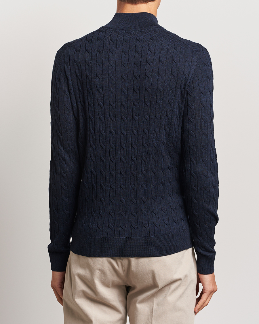 Herre | Gensere | Morris | Merino Cable Half Zip Navy
