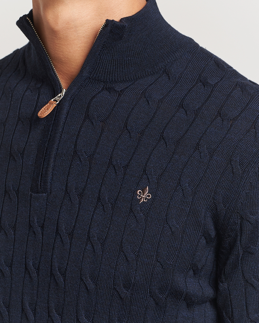 Herre | Gensere | Morris | Merino Cable Half Zip Navy