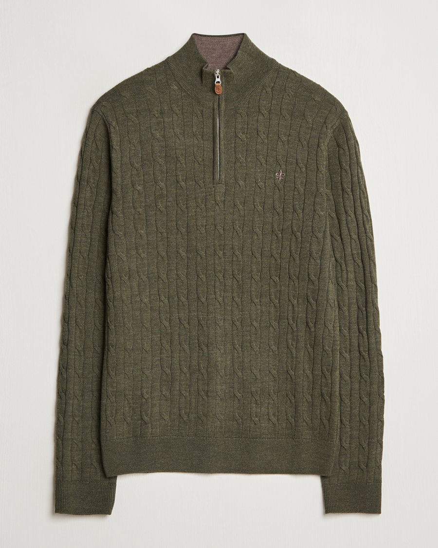 Herre | Gensere | Morris | Merino Cable Half Zip Olive