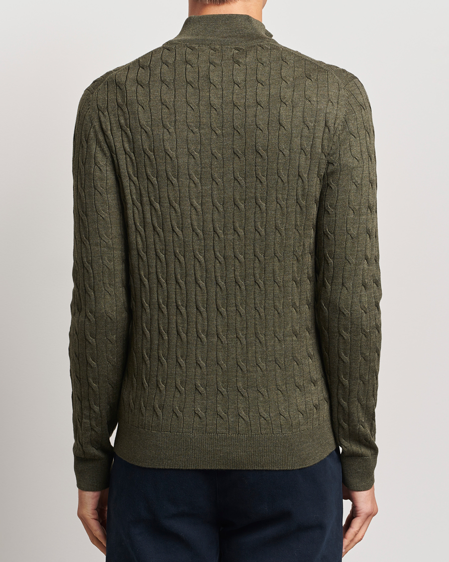 Herre | Gensere | Morris | Merino Cable Half Zip Olive