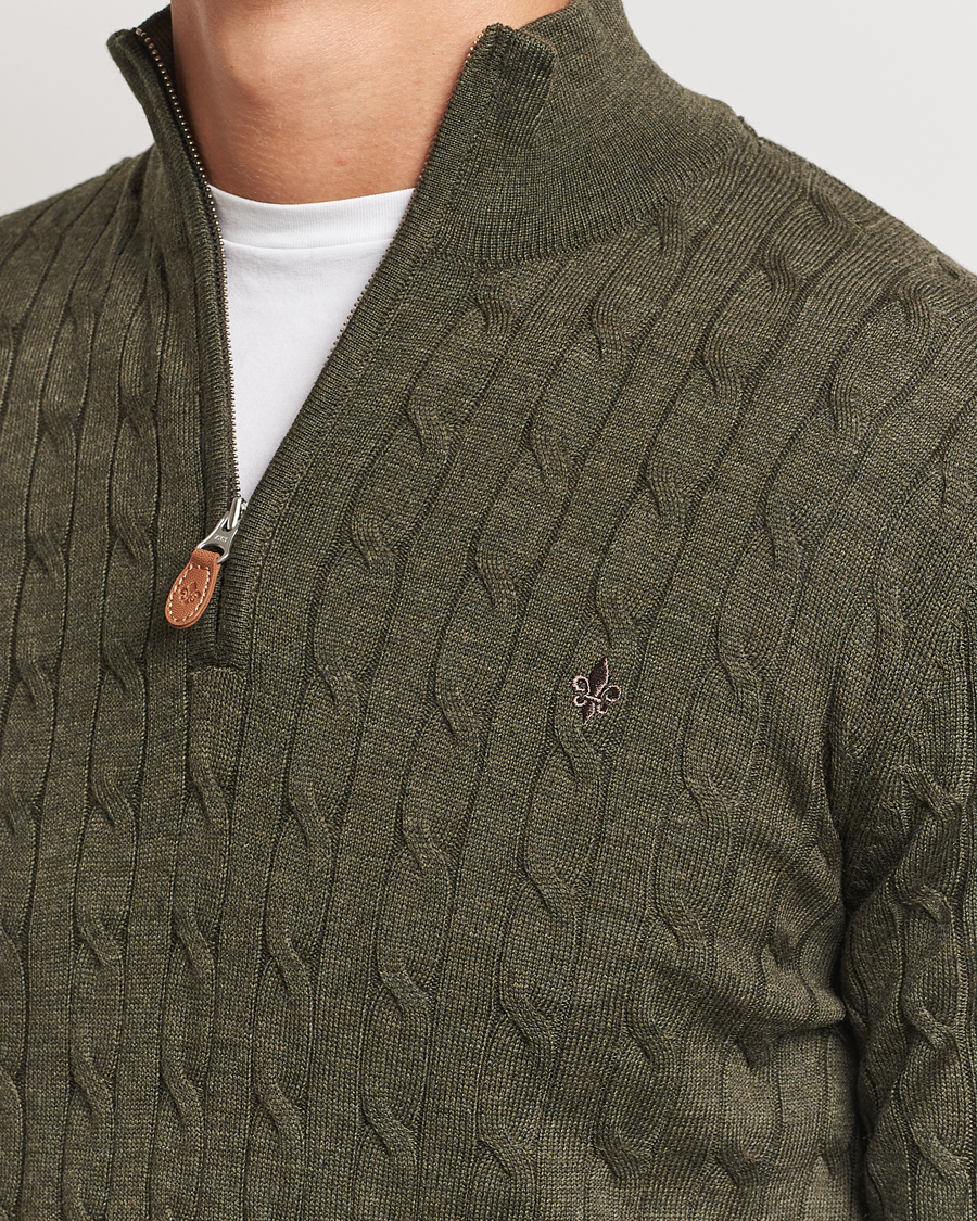 Herre | Gensere | Morris | Merino Cable Half Zip Olive