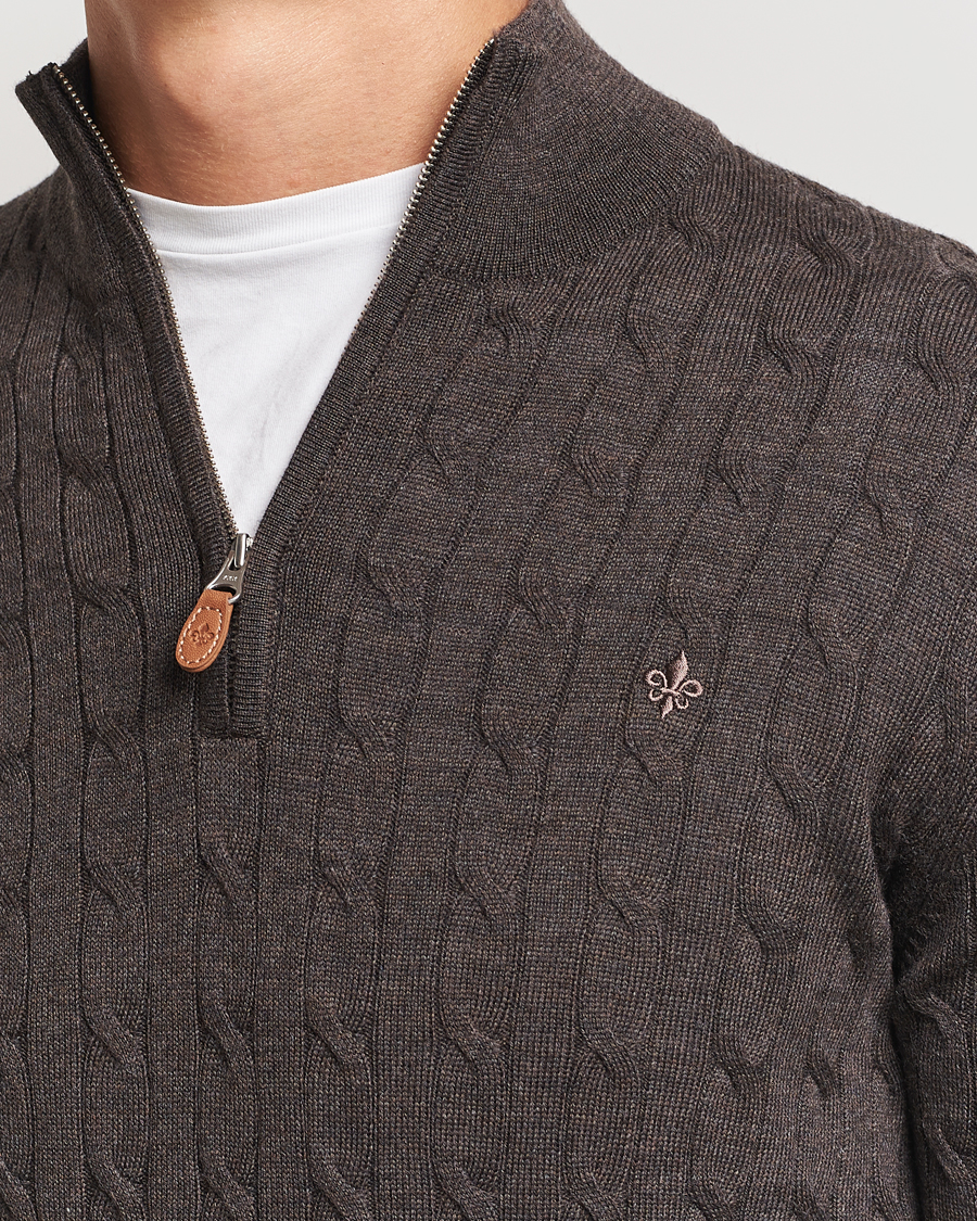 Herre | Gensere | Morris | Merino Cable Half Zip Brown