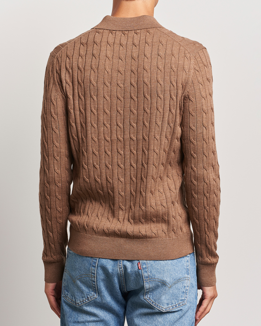 Herre | Gensere | Morris | Merino Cable Polo Knit Camel