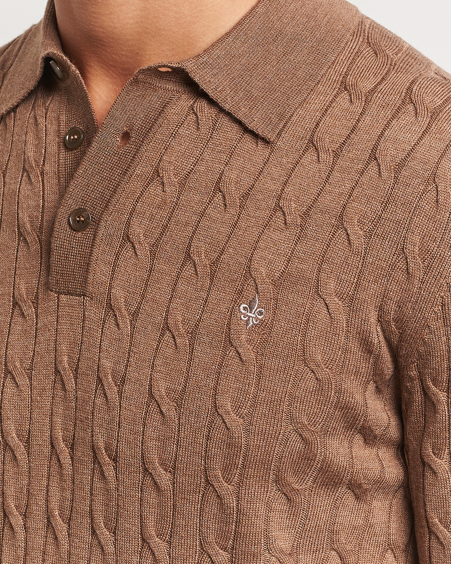 Herre | Gensere | Morris | Merino Cable Polo Knit Camel