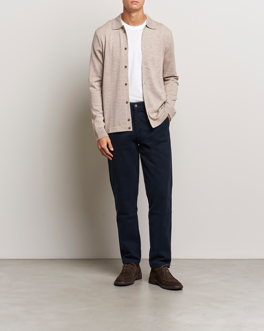 Herre | Gensere | Morris | Merino Knitted Shirt Khaki