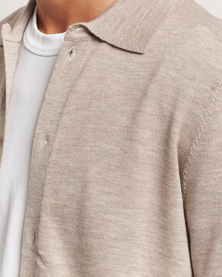Herre | Gensere | Morris | Merino Knitted Shirt Khaki