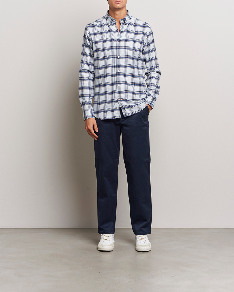 Herre | Skjorter | Morris | Soft Check Flannel Shirt Blue