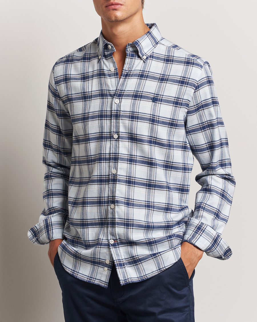 Herre | Skjorter | Morris | Soft Check Flannel Shirt Blue