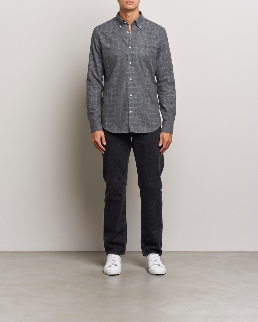 Herre | Skjorter | Morris | Flannel Overcheck Shirt Grey