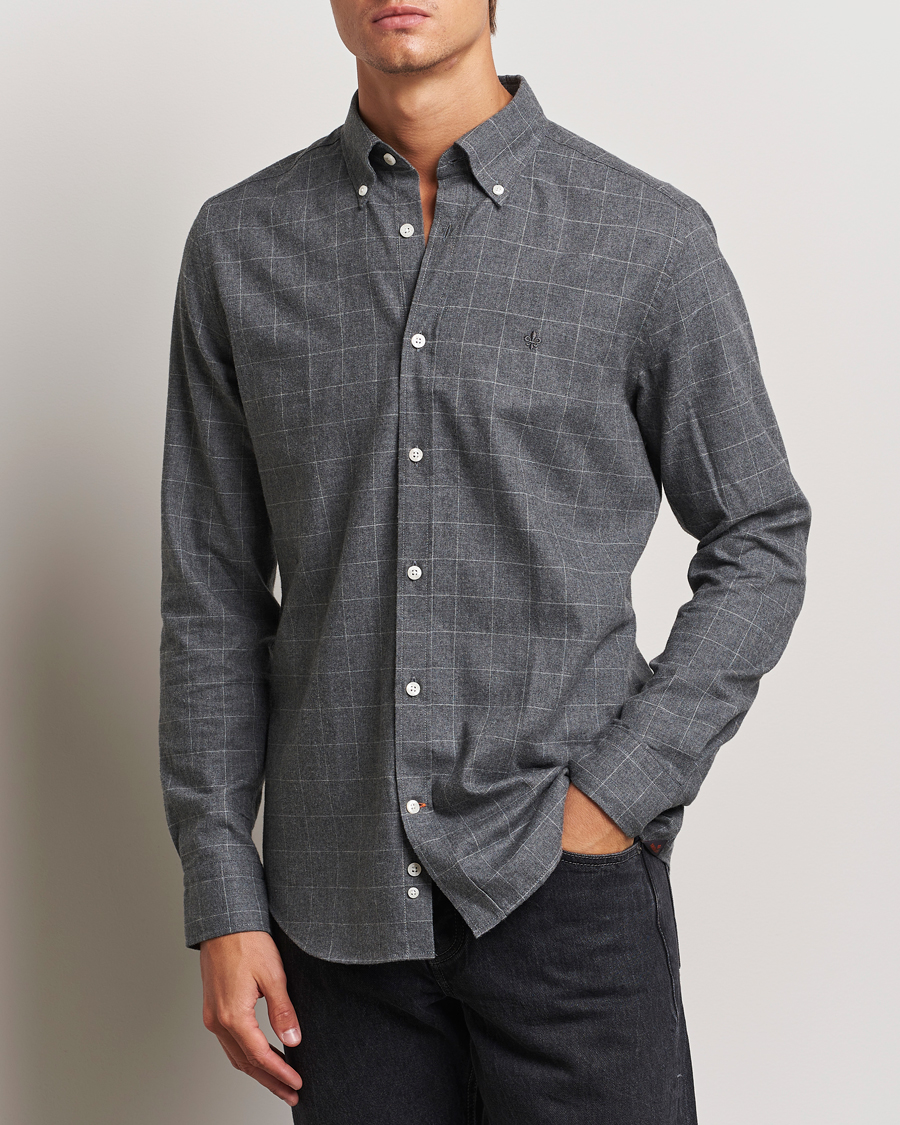 Herre | Skjorter | Morris | Flannel Overcheck Shirt Grey