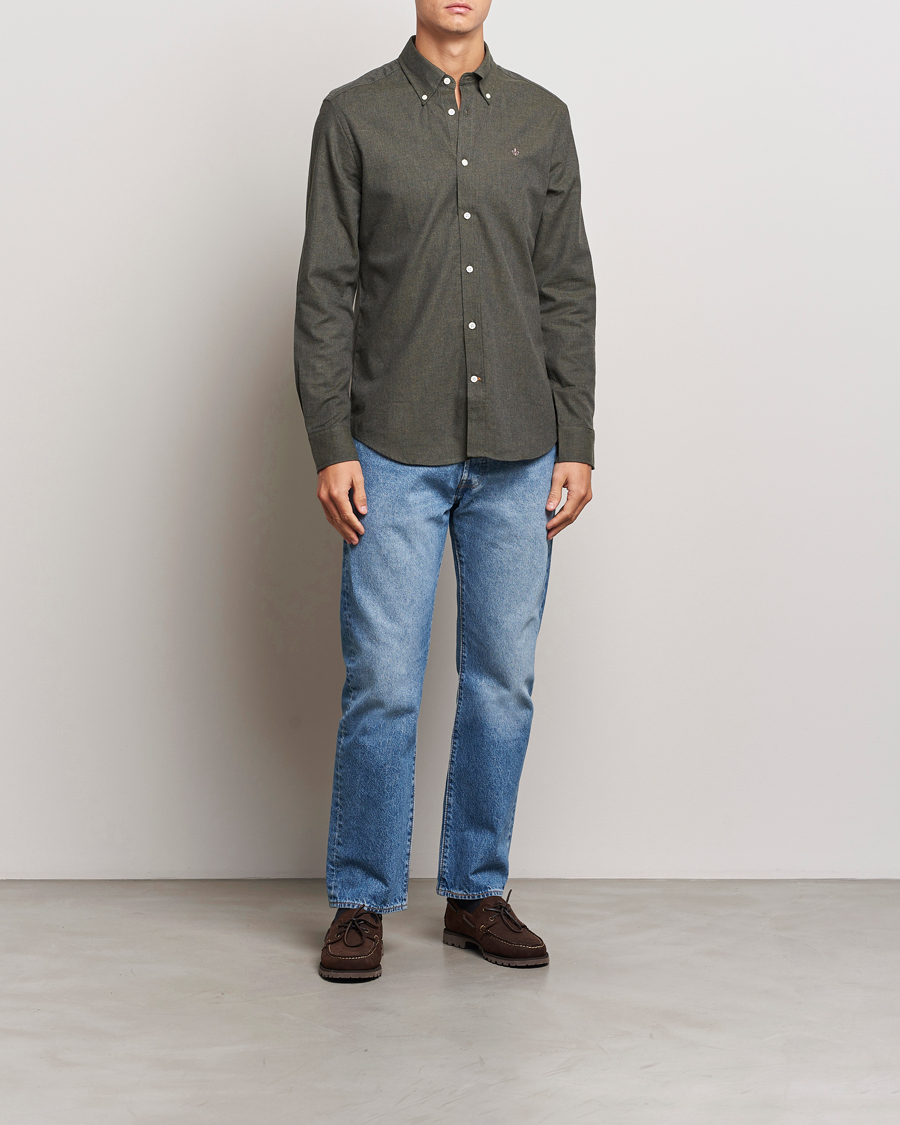 Herre | Skjorter | Morris | Watts Flannel Shirt Olive