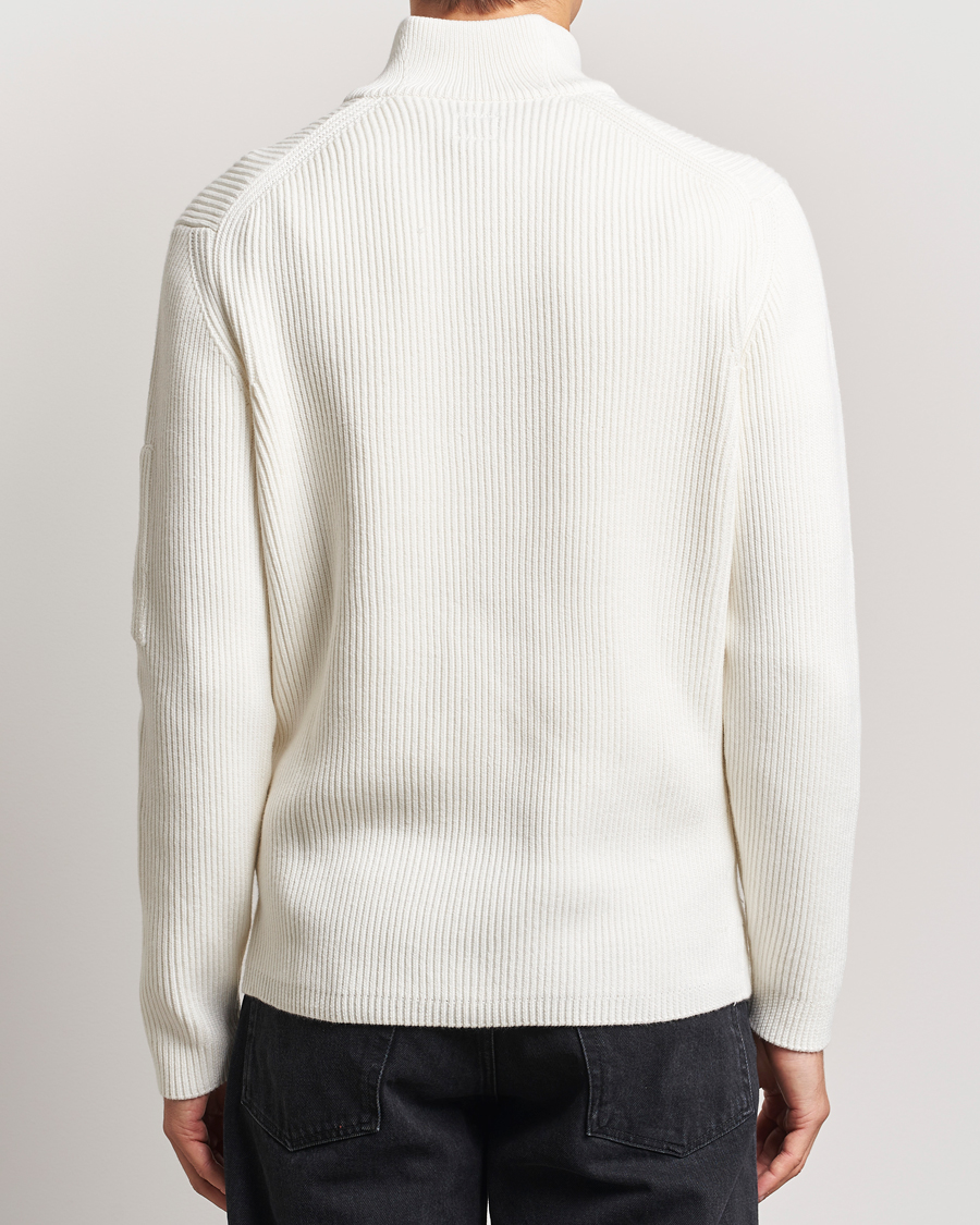 Herre | Gensere | C.P. Company | Full Rib Knitted Cotton Half Zip Off White