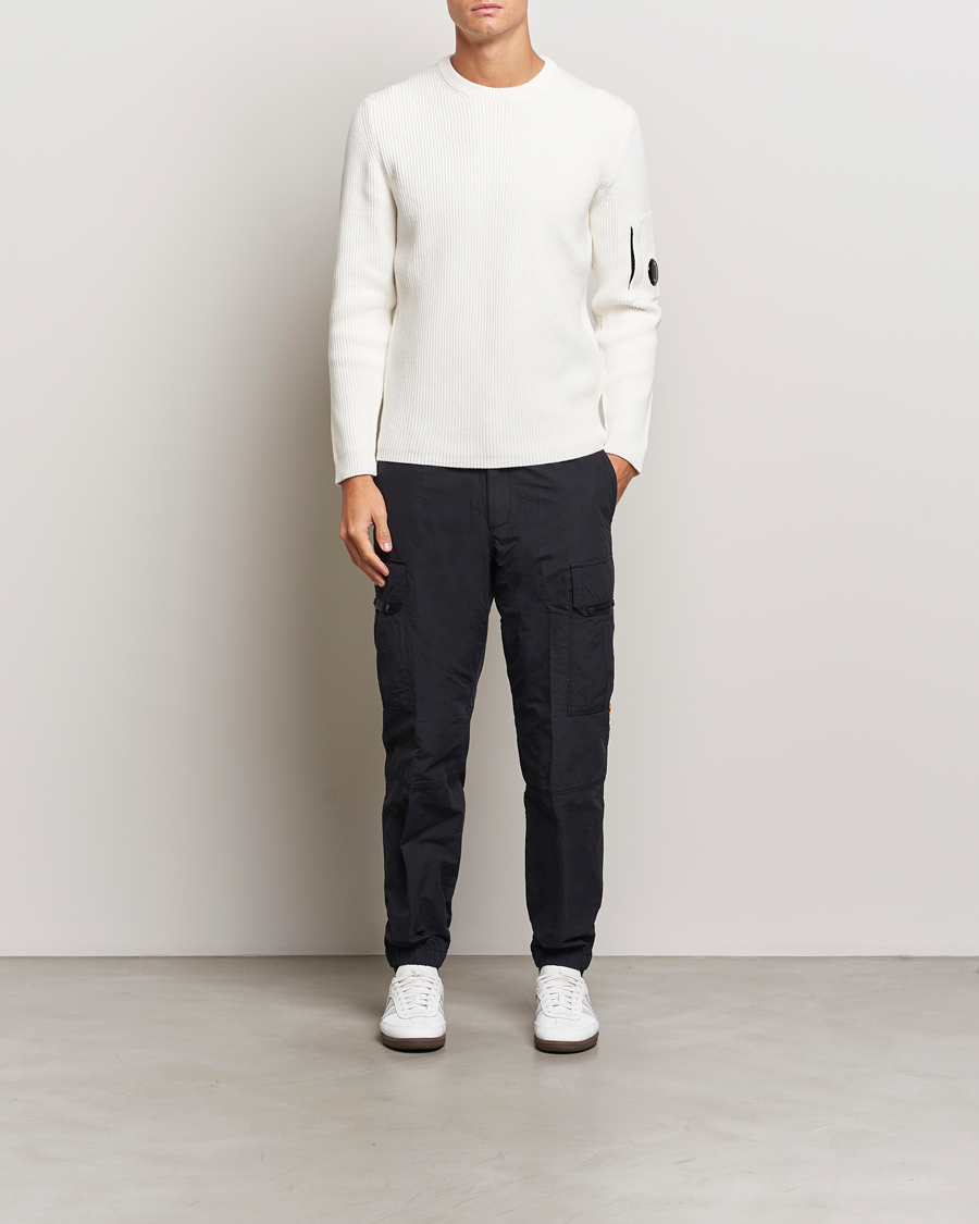 Herre | Gensere | C.P. Company | Full Rib Knitted Cotton Crew Neck Off White