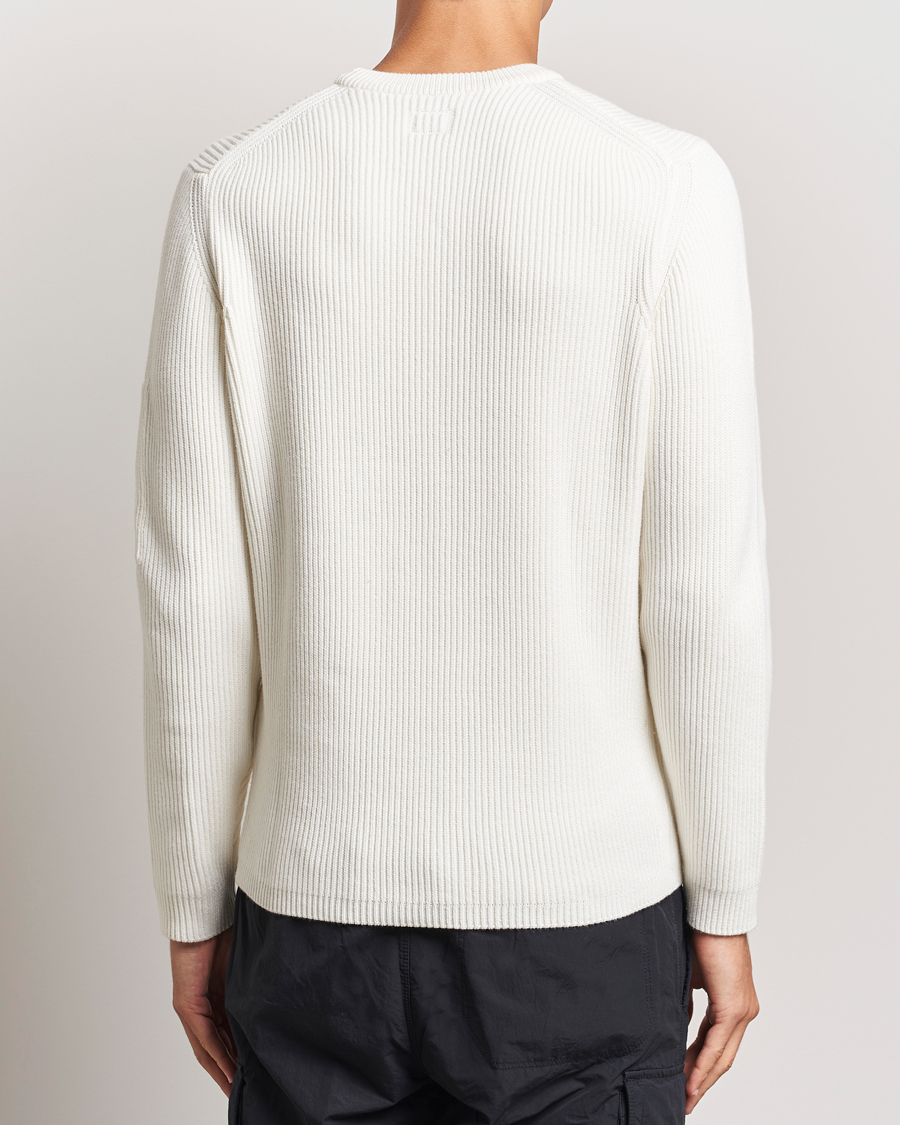 Herre | Gensere | C.P. Company | Full Rib Knitted Cotton Crew Neck Off White