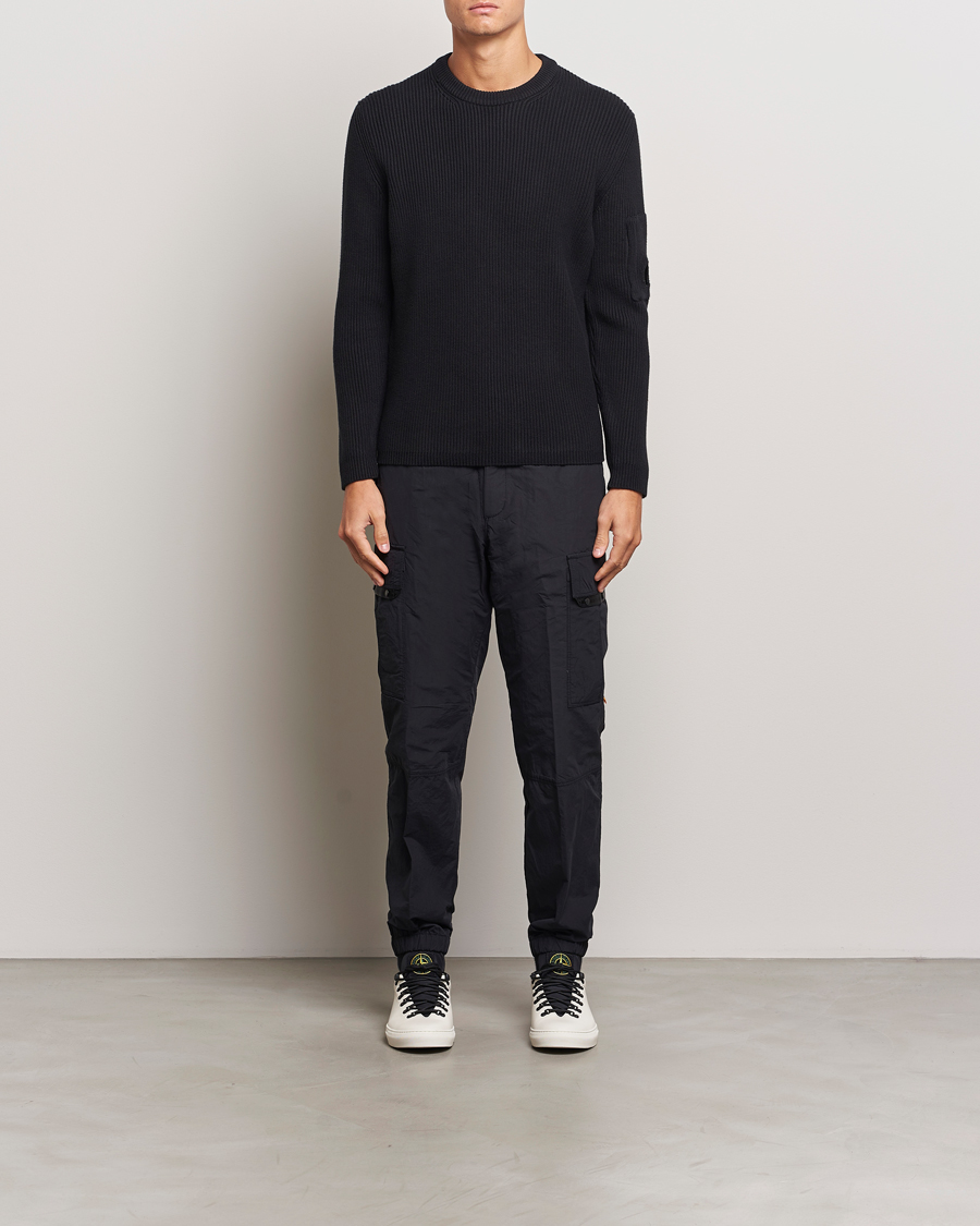 Herre | Gensere | C.P. Company | Full Rib Knitted Cotton Crew Neck Black