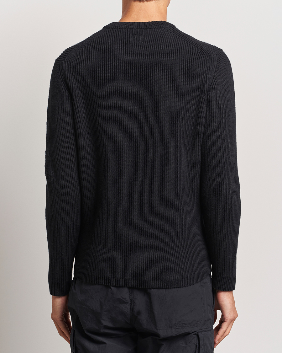 Herre | Gensere | C.P. Company | Full Rib Knitted Cotton Crew Neck Black