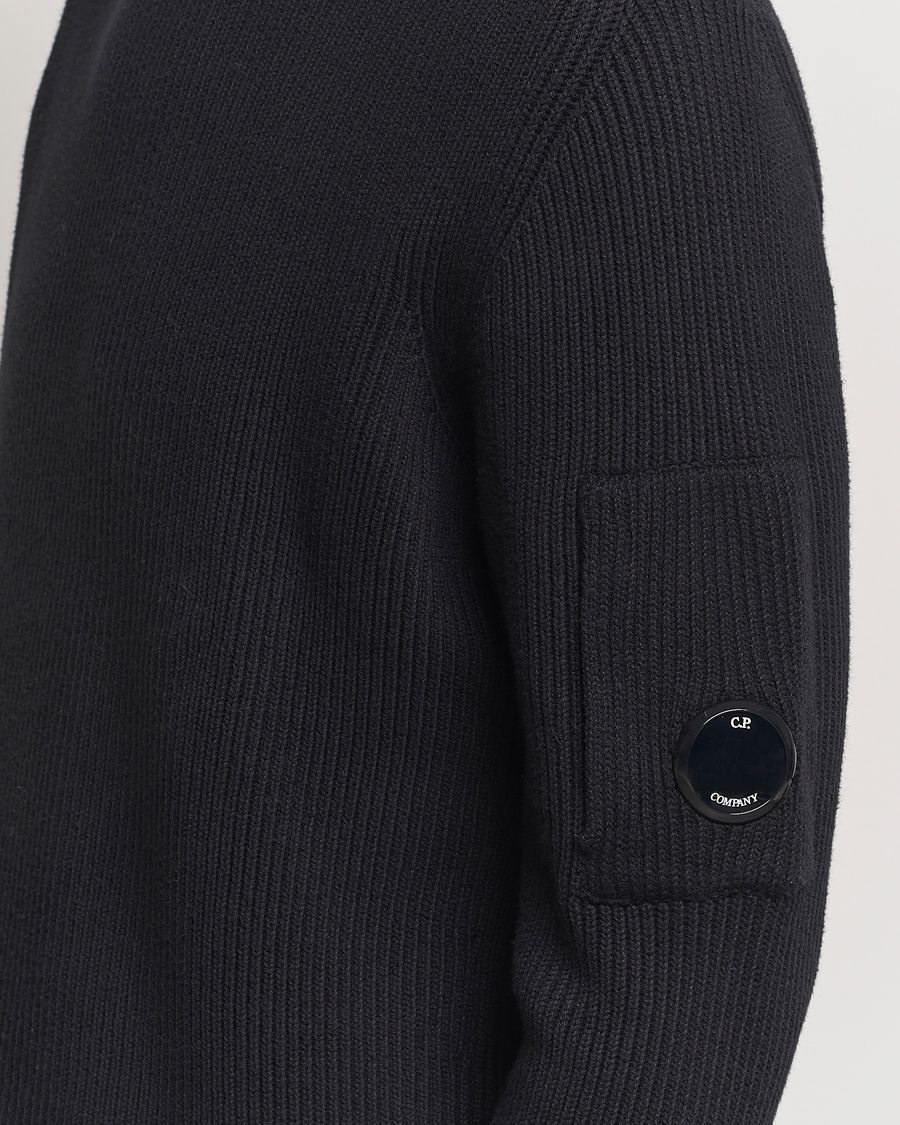 Herre | Gensere | C.P. Company | Full Rib Knitted Cotton Crew Neck Black