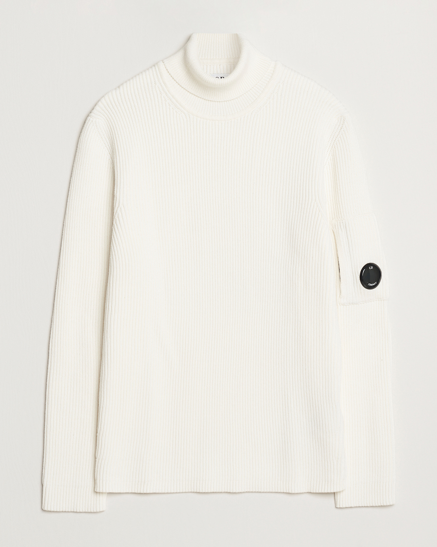 Herre | Gensere | C.P. Company | Full Rib Knitted Cotton Rollneck Off White