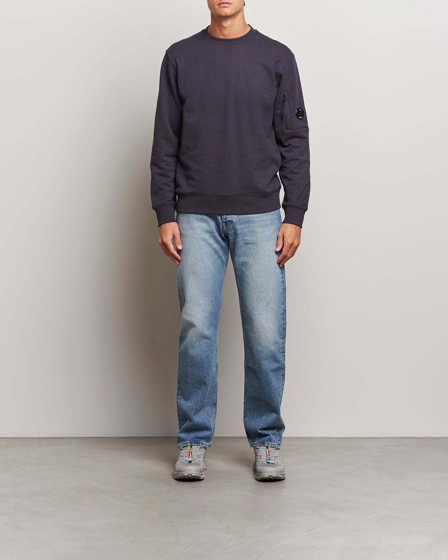 Herre | Gensere | C.P. Company | Diagonal Raised Fleece Lens Sweatshirt Washed Navy