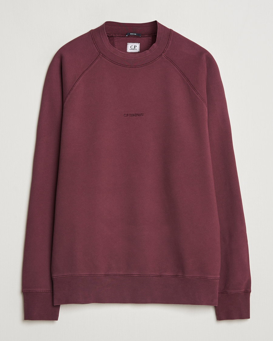 Herre | Gensere | C.P. Company | Brushed Emerized Fleece Sweatshirt Burgundy