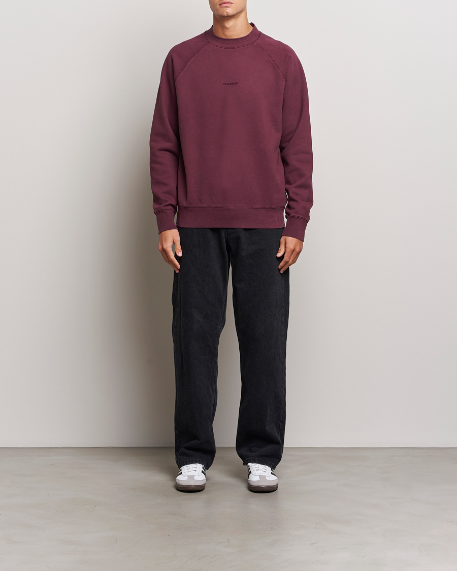 Herre | Gensere | C.P. Company | Brushed Emerized Fleece Sweatshirt Burgundy