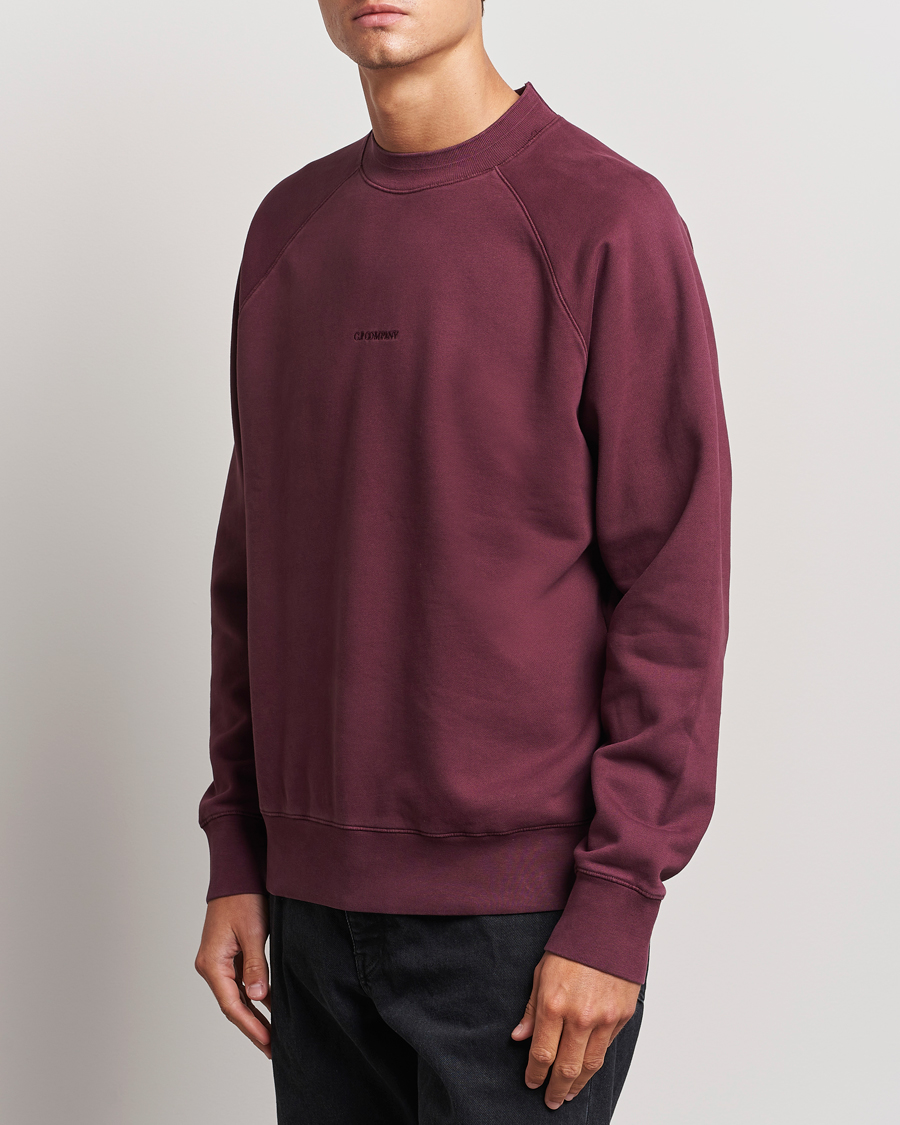 Herre | Gensere | C.P. Company | Brushed Emerized Fleece Sweatshirt Burgundy