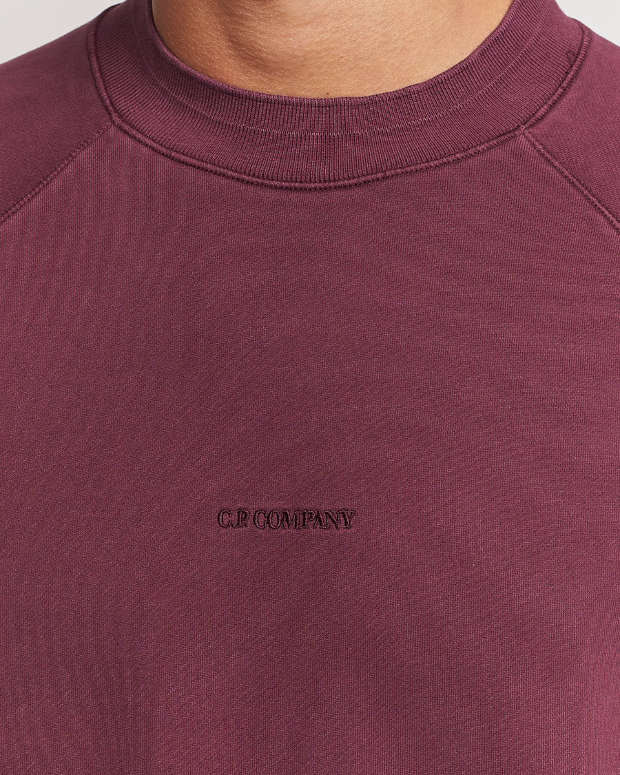 Herre | Gensere | C.P. Company | Brushed Emerized Fleece Sweatshirt Burgundy
