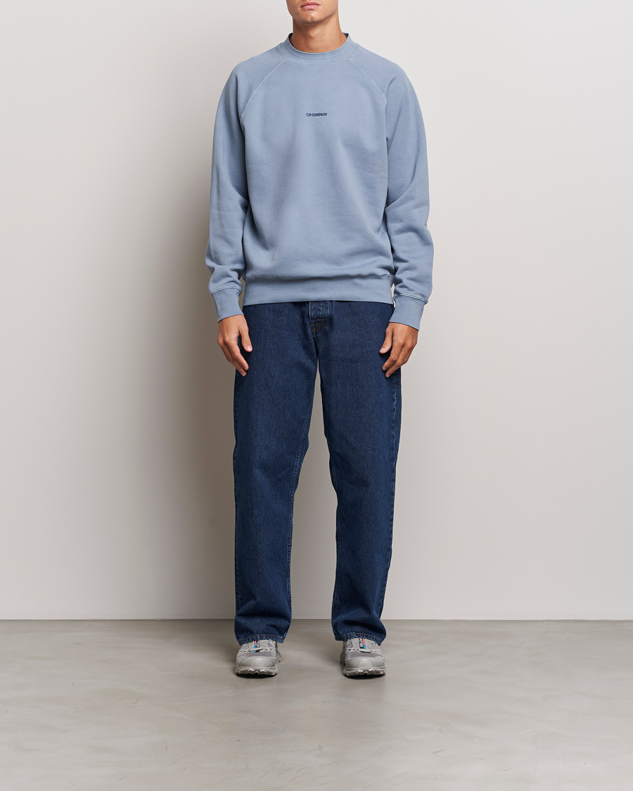 Herre | Gensere | C.P. Company | Brushed Emerized Fleece Sweatshirt Light Blue