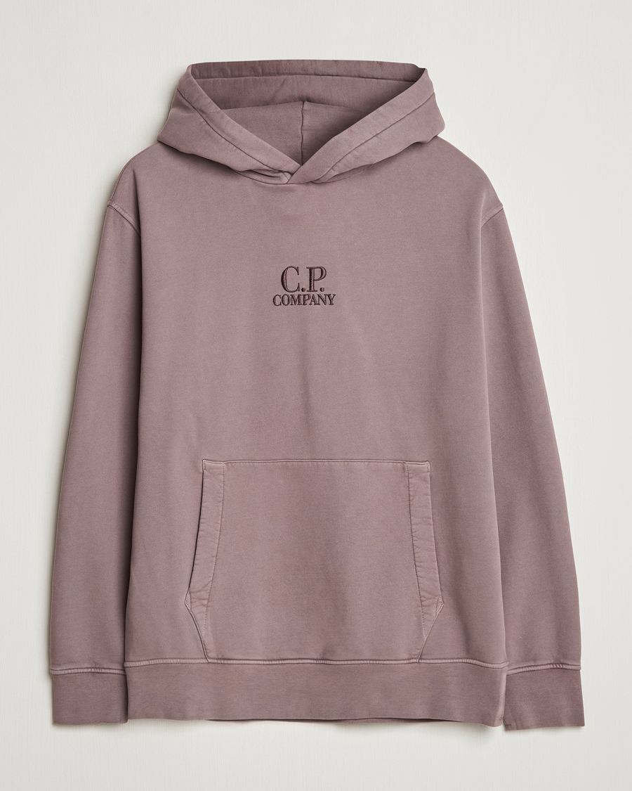 Herre | Gensere | C.P. Company | Brushed Emerized Fleece Hood Sweatshirt Washed Purple