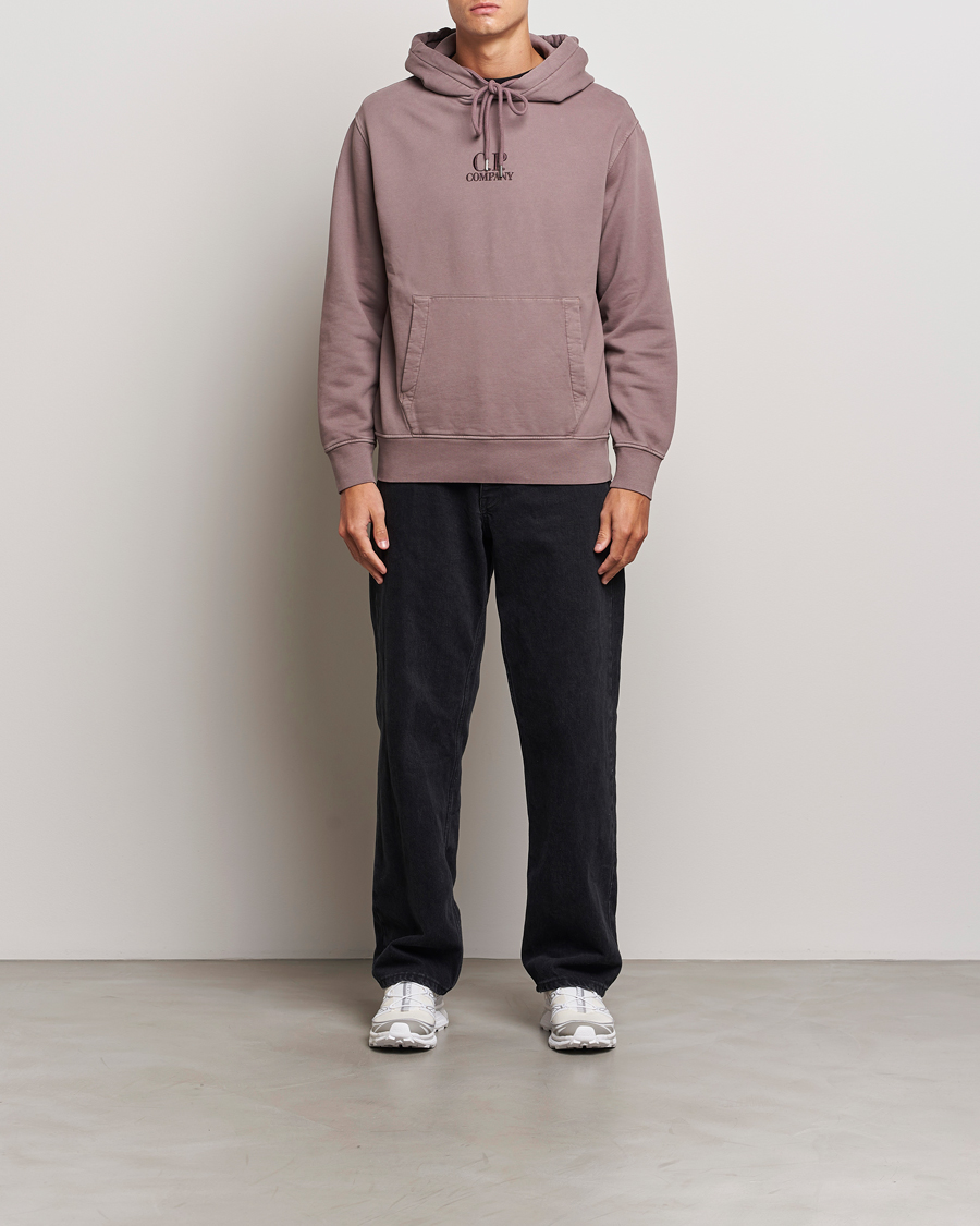 Herre | Gensere | C.P. Company | Brushed Emerized Fleece Hood Sweatshirt Washed Purple