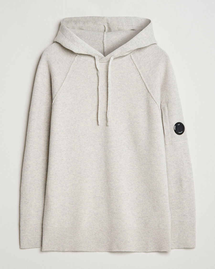 Herre | Gensere | C.P. Company | Lambswool Knitted Lens Hood Grey Melange