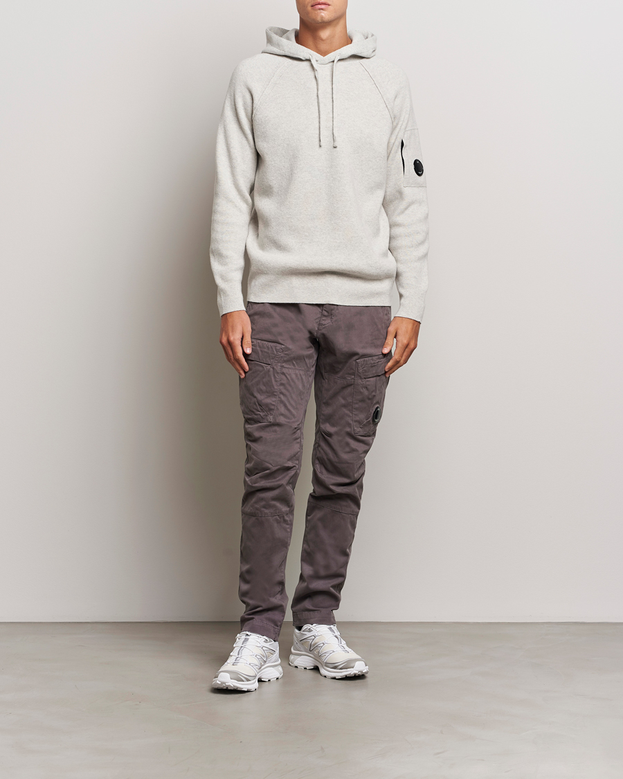Herre | Gensere | C.P. Company | Lambswool Knitted Lens Hood Grey Melange