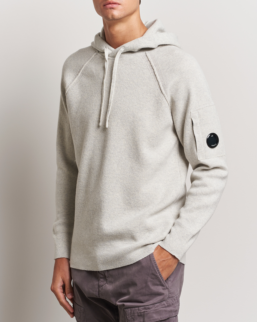 Herre | Gensere | C.P. Company | Lambswool Knitted Lens Hood Grey Melange