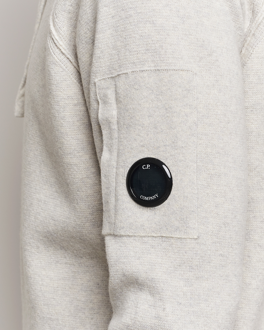 Herre | Gensere | C.P. Company | Lambswool Knitted Lens Hood Grey Melange