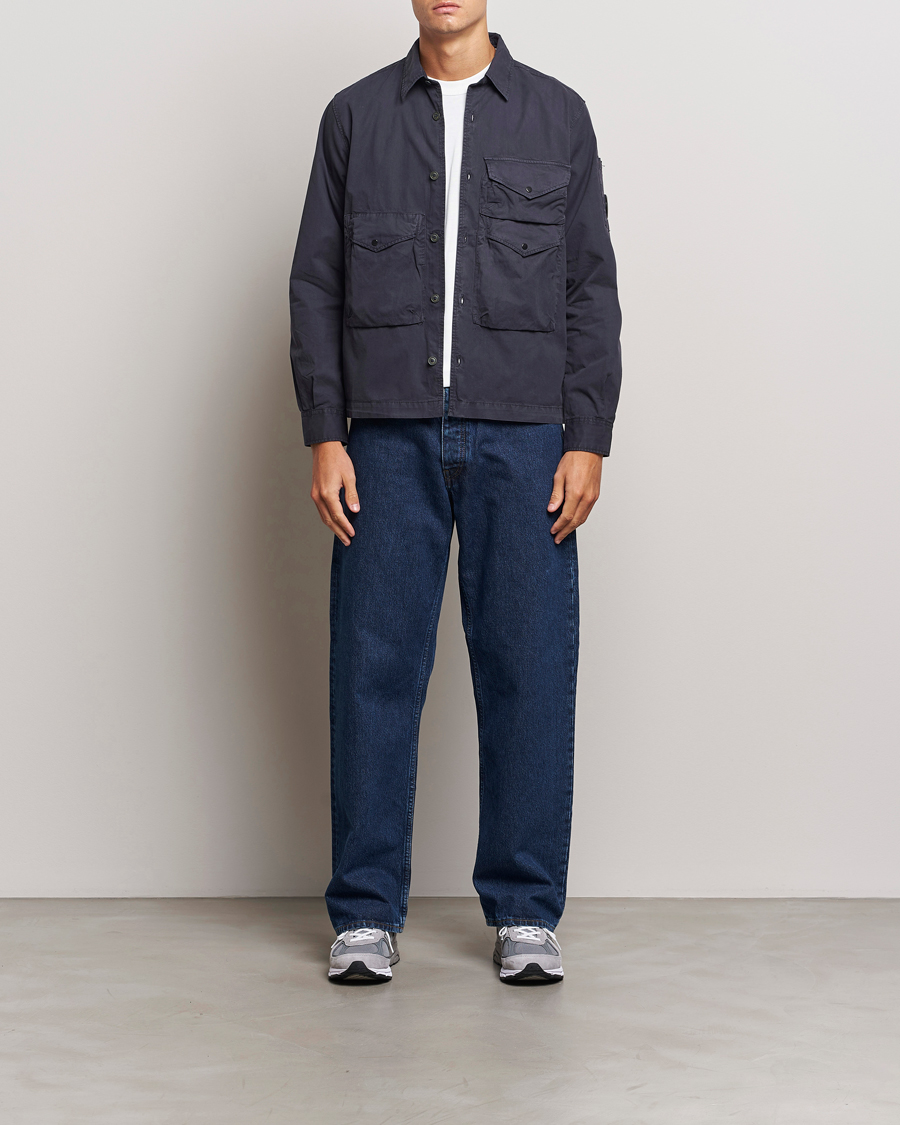 Herre | Skjorter | C.P. Company | Organic Cotton Gabardine Pocket Overshirt Washed Blue