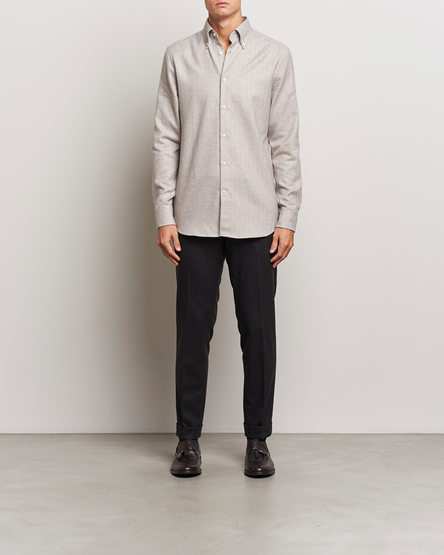 Herre | Skjorter | Morris Heritage | Soft Lama Slim Fit Shirt Khaki