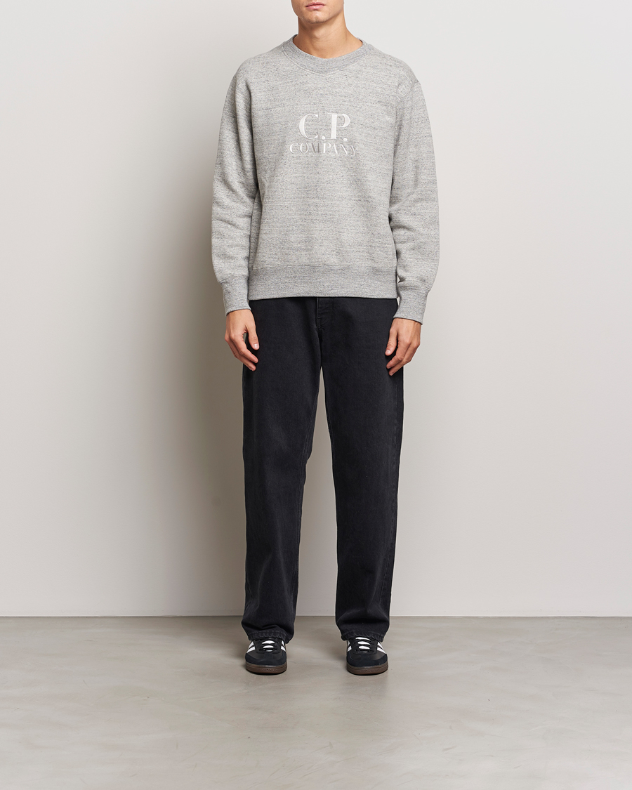 Herre | Gensere | C.P. Company | Japanese Fleece Logo Sweatshirt Grey Melange