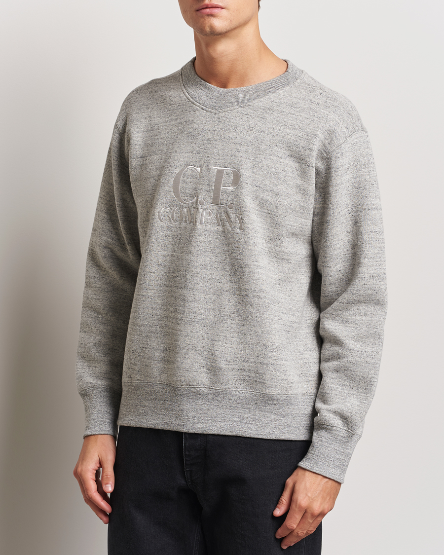 Herre | Gensere | C.P. Company | Japanese Fleece Logo Sweatshirt Grey Melange