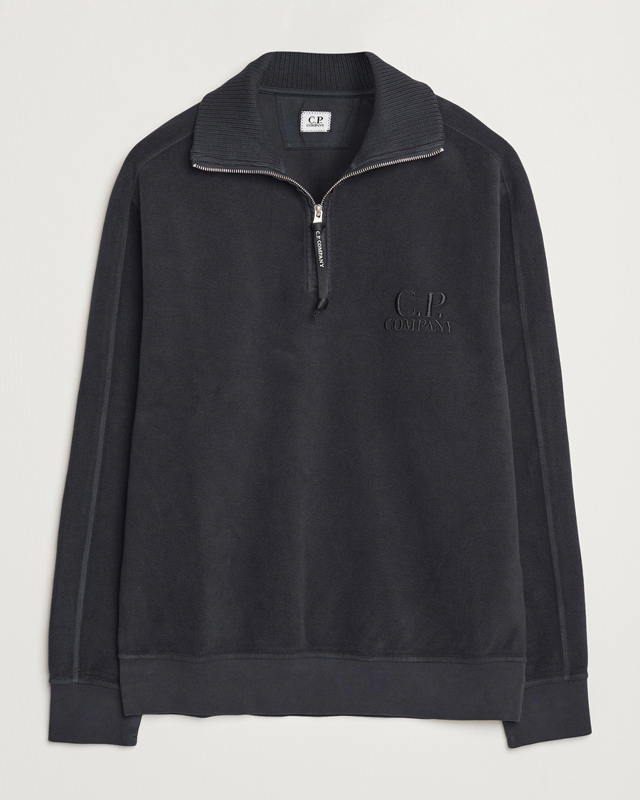 Herre | Gensere | C.P. Company | Brushed Diagonal Fleece Half Zip Grey Black
