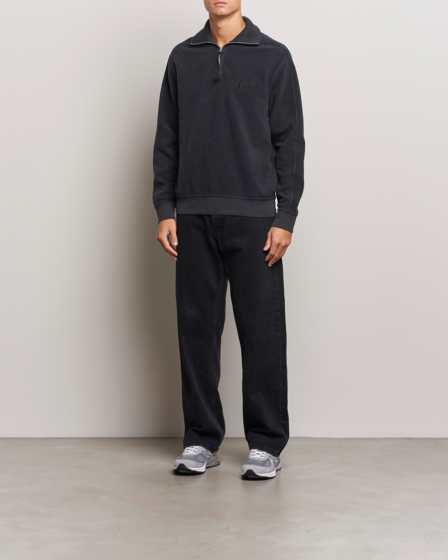 Herre | Gensere | C.P. Company | Brushed Diagonal Fleece Half Zip Grey Black